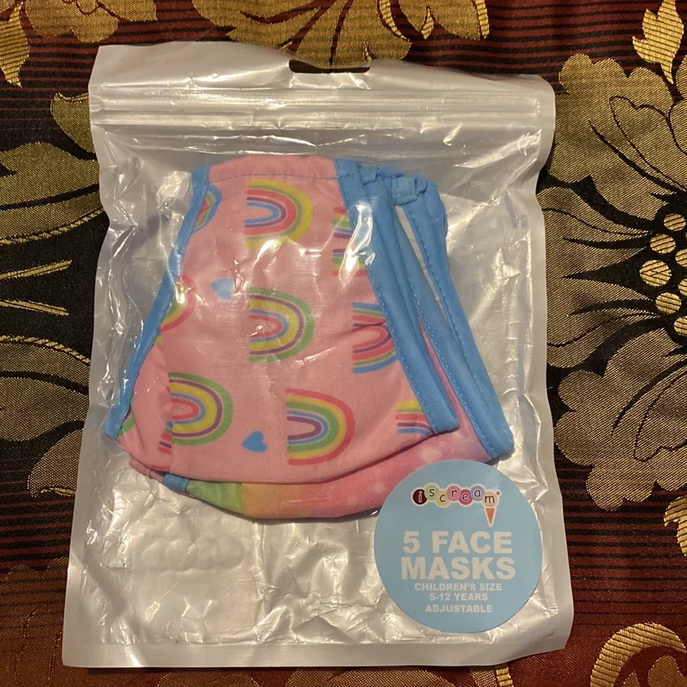 💖💛💙NWT iScream 5 - 3 Layer Face Masks w/Pocket for Filter & Nose Piece